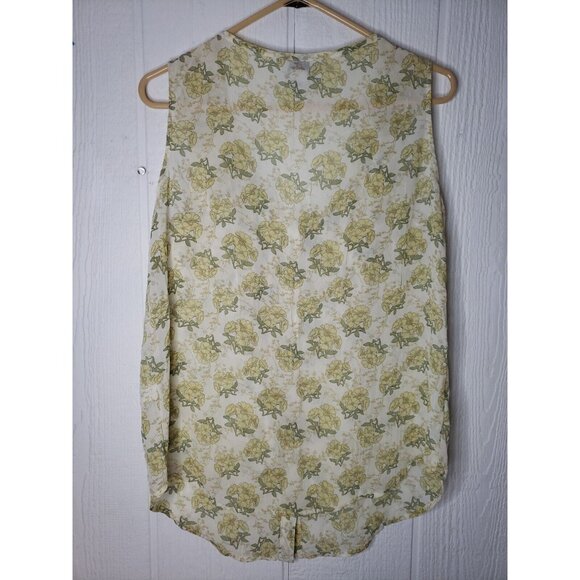 Roper Women Sz M Multicolor Floral Chiffon Sleeveless Blouse Button Front Ruffle - Picture 2 of 7